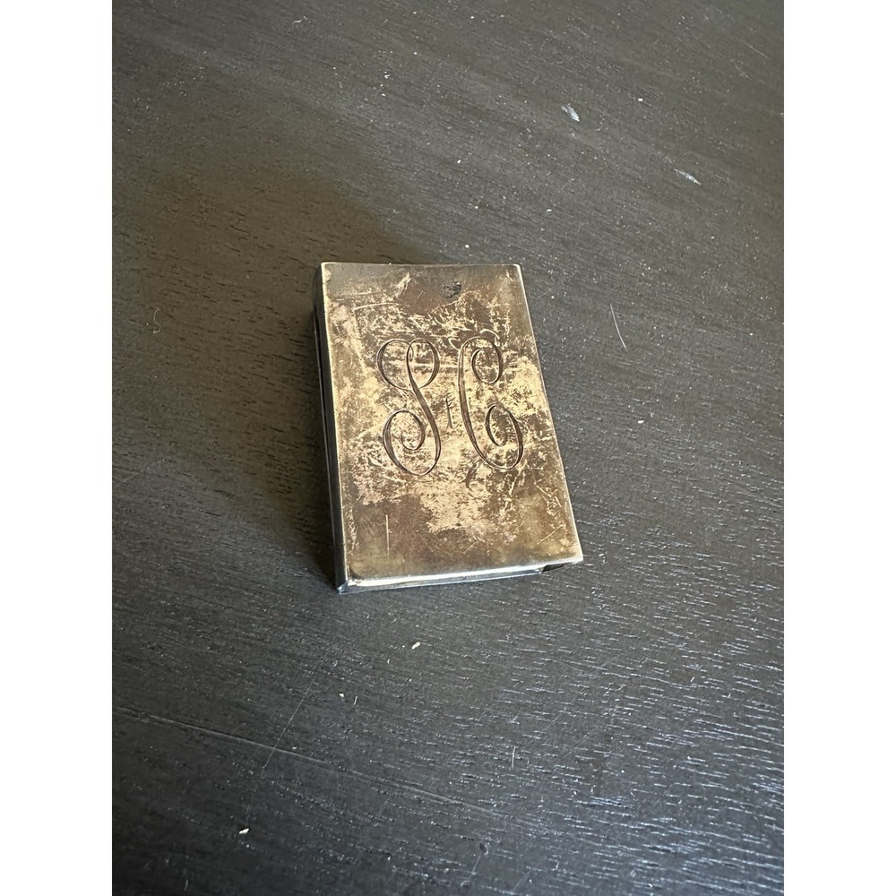 Webster Sterling Silver Matchbox Safe Holder Case "SC" Monogram